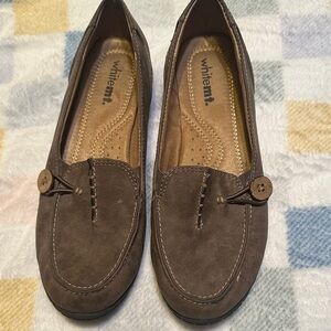 White Mountain Slip On Brown Loafers with Button accent for Women size 8 M
